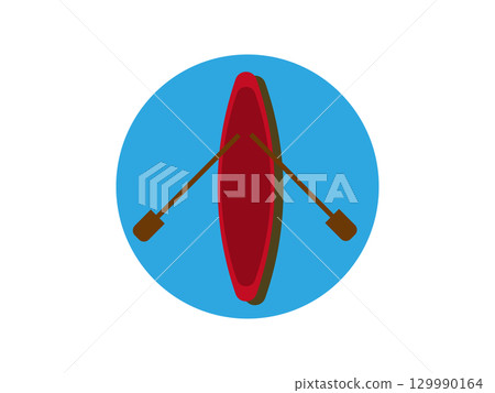 Top view of a red canoe, kayak, or boat icon Top view of a red canoe, kayak, or boat icon 129990164