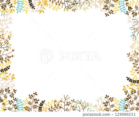 Autumn vector floral border in muted colors with copy space for text`` Autumn vector floral border in muted colors with copy space for text`` 129990251