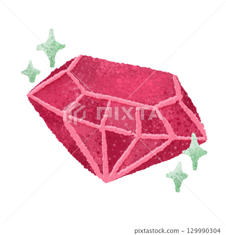 可愛的紅寶石手繪插畫素材 可愛的紅寶石手繪插畫素材 129990304