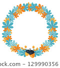 Autumn botanical wreath  for greeting cards and invitations 129990356
