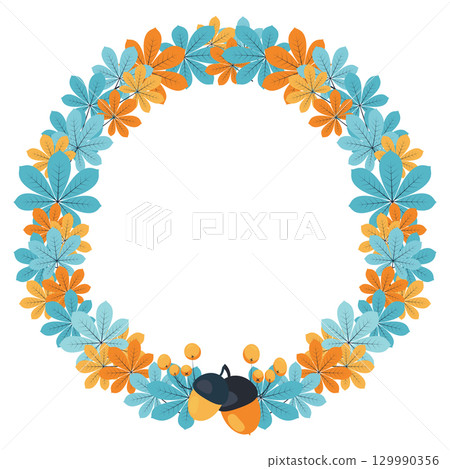 Autumn botanical wreath for greeting cards and invitations Autumn botanical wreath for greeting cards and invitations 129990356