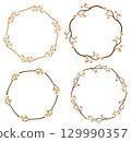 Elegant autumn wreaths with tree branches for graphic design and invitations 129990357