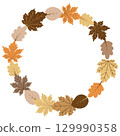 Autumn vector wreath with leaves in brown color 129990358