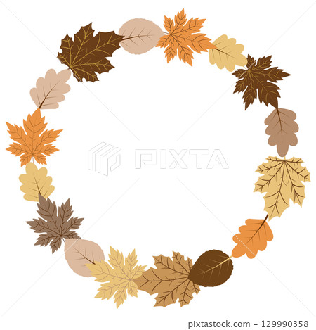 Autumn vector wreath with leaves in brown color Autumn vector wreath with leaves in brown color 129990358