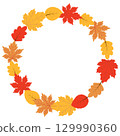 Vector fall or Thanksgiving wreath with colorful leaves 129990360