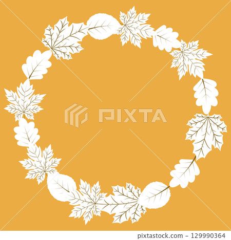 Vector autumn wreath frame with leaves 129990364