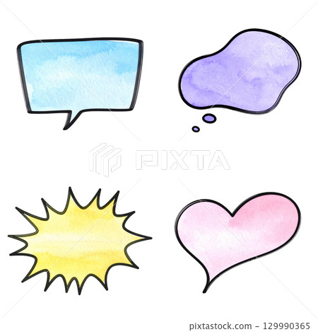 Watercolor speech bubble set 129990365