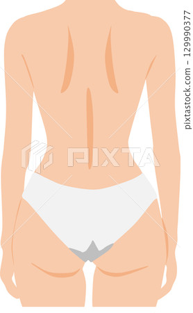 Illustration of a woman's back in underwear Illustration of a woman's back in underwear 129990377