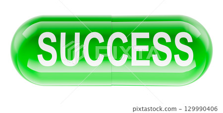 Success capsule pill. 3D rendering 129990406