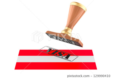 Austria visa approval stamp, immigration and travel concept. 3D rendering 129990410