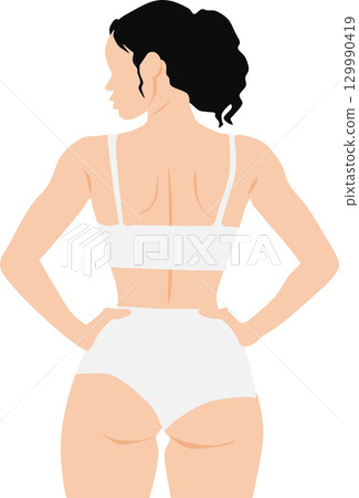穿內衣的女人背部插圖 129990419