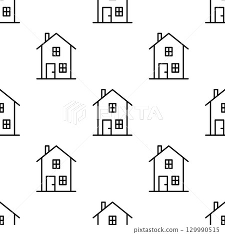 Seamless pattern of house icons. 129990515