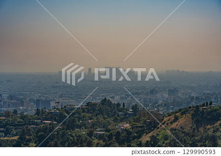 View of downtown Los Angeles from the Griffith Observatory, USA View of downtown Los Angeles from the Griffith Observatory, USA 129990593