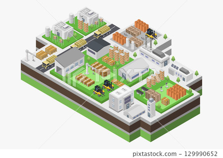 Isometric Warehouse 129990652