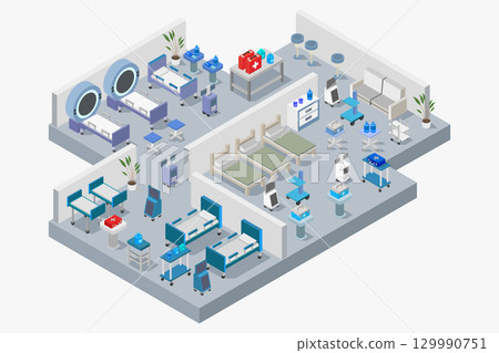 Isometric hospital room Isometric hospital room 129990751