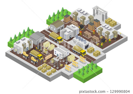 Isometric Warehouse 129990804