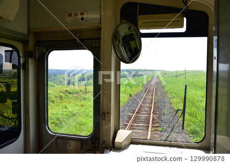 View from the train window on JR Hokkaido's Nemuro Main Line from Ochiishi Station to Attoko Station 129990878