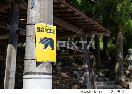 A warning sign saying "Beware of bears" 129991043