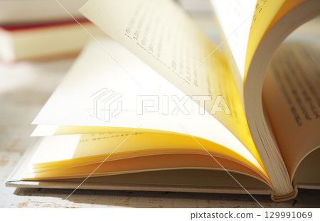 Autumn is the season for reading. Open a book (image) 129991069