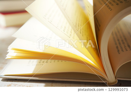 秋天是閱讀的季節。打開一本書（圖） 129991073