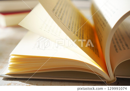 Autumn is the season for reading. Open a book (image) 129991074