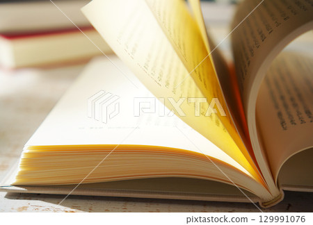 秋天是閱讀的季節。打開一本書（圖） 129991076