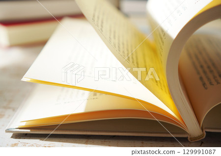 秋天是閱讀的季節。打開一本書(圖) 秋天是閱讀的季節。打開一本書(圖) 129991087