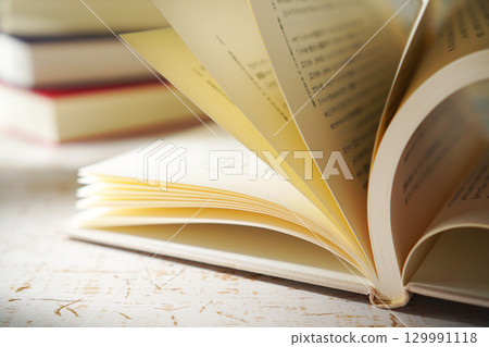 秋天是閱讀的季節。打開一本書（圖） 129991118