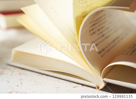 秋天是閱讀的季節。打開一本書（圖） 129991135