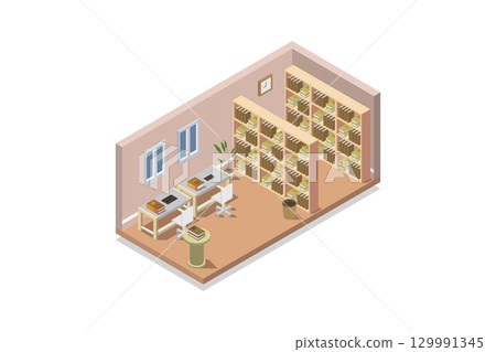 Isometric Library Room 129991345