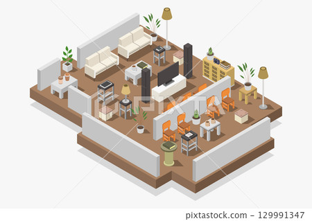 Isometric living room 129991347