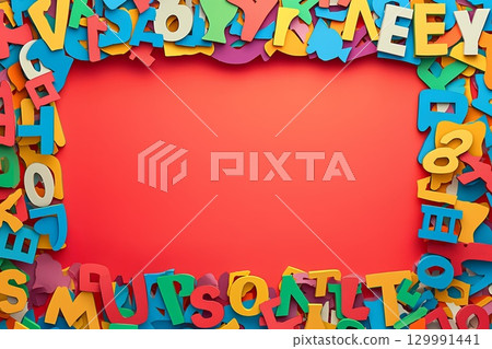 Alphabet drawn with English words 129991441