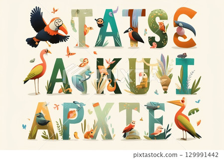 Cute animal illustration set Cute animal illustration set 129991442