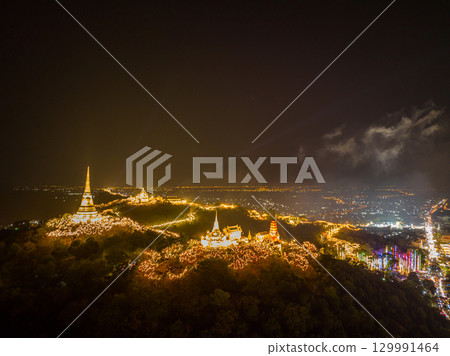 Fireworks Over Illuminated Hilltop Temple Fireworks Over Illuminated Hilltop Temple 129991464