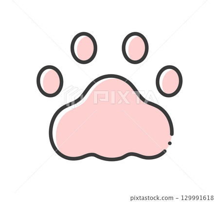 Pink cat paw line icon - Simple and stylish animal footprint illustration material Pink cat paw line icon - Simple and stylish animal footprint illustration material 129991618