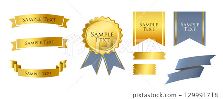 Ribbon ornament design set and antique border and frame designs Ribbon ornament design set and antique border and frame designs 129991718