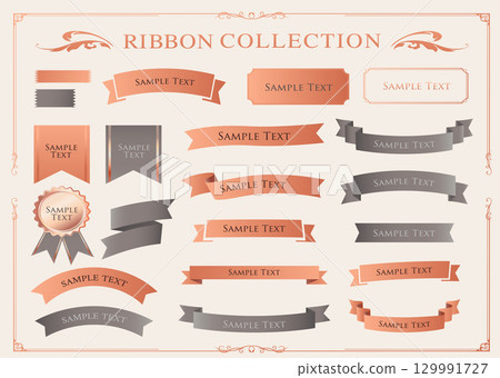 絲帶裝飾設計套裝和古董邊框和框架設計 絲帶裝飾設計套裝和古董邊框和框架設計 129991727