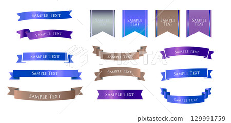 Ribbon ornament design set and antique border and frame designs Ribbon ornament design set and antique border and frame designs 129991759