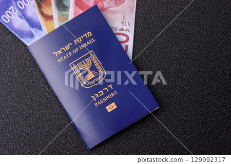 Israel passport for travelling, flying and doing business. Israeli document, id Israel passport for travelling, flying and doing business. Israeli document, id 129992317