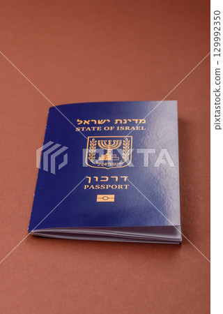 Israel passport for travelling, flying and doing business. Israeli document, id 129992350
