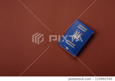 Ukrainian passport for travelling, flying and doing business. Ukraine document 129992500