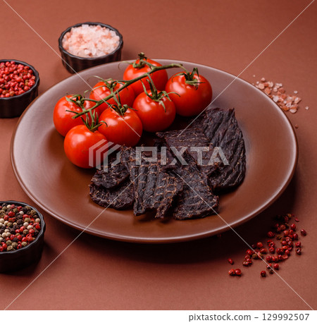 Snacks or jerky, beef slice meat dried, dehydrated. Beef snack 129992507