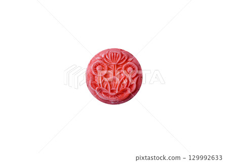 Chinese mooncake is an Asian sweet dessert. Asian mooncake as a background for your design Chinese mooncake is an Asian sweet dessert. Asian mooncake as a background for your design 129992633