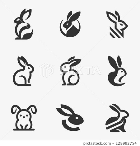 Strong Rabbit Abstract Logo Design 129992754