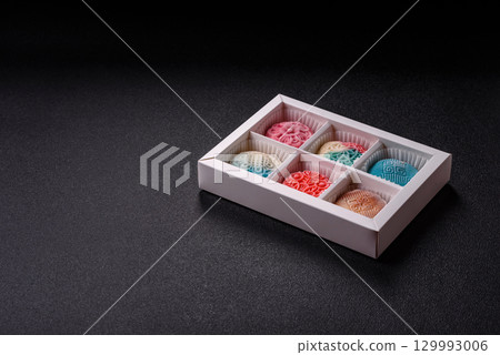 Chinese mooncake is an Asian sweet dessert. Asian mooncake as a background for your design Chinese mooncake is an Asian sweet dessert. Asian mooncake as a background for your design 129993006