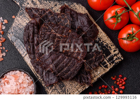 Snacks or jerky, beef slice meat dried, dehydrated. Beef snack 129993116