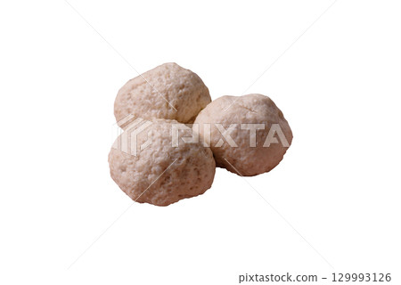 Chicken meatballs, cutlets steamed with salt and spices, a healthy meal 129993126