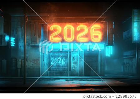 Digital number 2026 on the street Digital number 2026 on the street 129993575