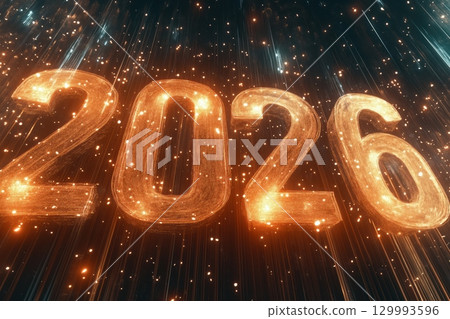 Firework with Digital number 2026 Firework with Digital number 2026 129993596