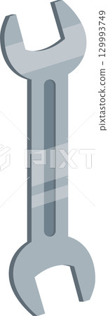 A sleek, silver-colored wrench stands upright, poised for its next task in the workshop. 129993749